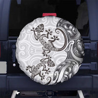 New Zealand Gecko Maori Art Tattoo Spare Tire Cover White Color LT03 - Polynesian Pride