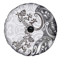 New Zealand Gecko Maori Art Tattoo Spare Tire Cover White Color LT03 - Polynesian Pride