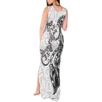 New Zealand Gecko Maori Art Tattoo Tank Maxi Dress White Color LT03 - Polynesian Pride
