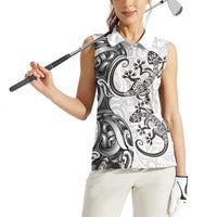 New Zealand Gecko Maori Art Tattoo Women Sleeveless Polo Shirt White Color LT03 - Polynesian Pride