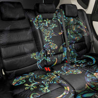 New Zealand Gecko Maori Art Tattoo Back Car Seat Cover Silver Fern and Paua Shell Mode LT03 - Polynesian Pride