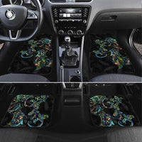 New Zealand Gecko Maori Art Tattoo Car Mats Silver Fern and Paua Shell Mode LT03 Set 4pcs Black - Polynesian Pride