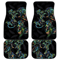 New Zealand Gecko Maori Art Tattoo Car Mats Silver Fern and Paua Shell Mode LT03 - Polynesian Pride