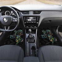 New Zealand Gecko Maori Art Tattoo Car Mats Silver Fern and Paua Shell Mode LT03 Set 2pcs - Front Black - Polynesian Pride