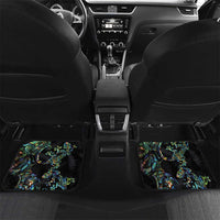 New Zealand Gecko Maori Art Tattoo Car Mats Silver Fern and Paua Shell Mode LT03 Set 2pcs - Back Black - Polynesian Pride