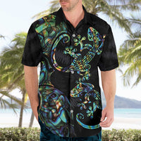 New Zealand Gecko Maori Art Tattoo Hawaiian Shirt Silver Fern and Paua Shell Mode LT03 - Polynesian Pride