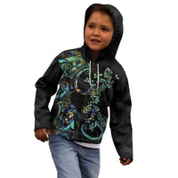 New Zealand Gecko Maori Art Tattoo Kid Hoodie Silver Fern and Paua Shell Mode LT03 - Polynesian Pride