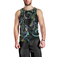 New Zealand Gecko Maori Art Tattoo Men Tank Top Silver Fern and Paua Shell Mode LT03 - Polynesian Pride