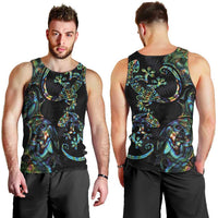New Zealand Gecko Maori Art Tattoo Men Tank Top Silver Fern and Paua Shell Mode LT03 - Polynesian Pride