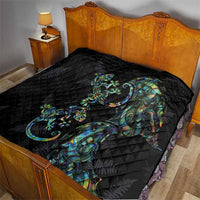 New Zealand Gecko Maori Art Tattoo Quilt Silver Fern and Paua Shell Mode LT03 - Polynesian Pride