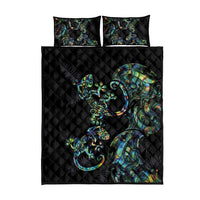 New Zealand Gecko Maori Art Tattoo Quilt Bed Set Silver Fern and Paua Shell Mode LT03 - Polynesian Pride