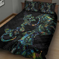 New Zealand Gecko Maori Art Tattoo Quilt Bed Set Silver Fern and Paua Shell Mode LT03 - Polynesian Pride