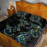 New Zealand Gecko Maori Art Tattoo Quilt Bed Set Silver Fern and Paua Shell Mode LT03 - Polynesian Pride
