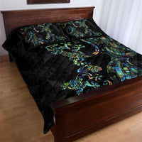 New Zealand Gecko Maori Art Tattoo Quilt Bed Set Silver Fern and Paua Shell Mode LT03 - Polynesian Pride