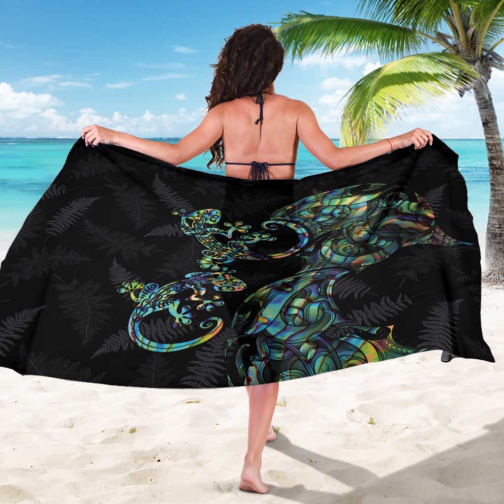 New Zealand Gecko Maori Art Tattoo Sarong Silver Fern and Paua Shell Mode LT03 - Polynesian Pride