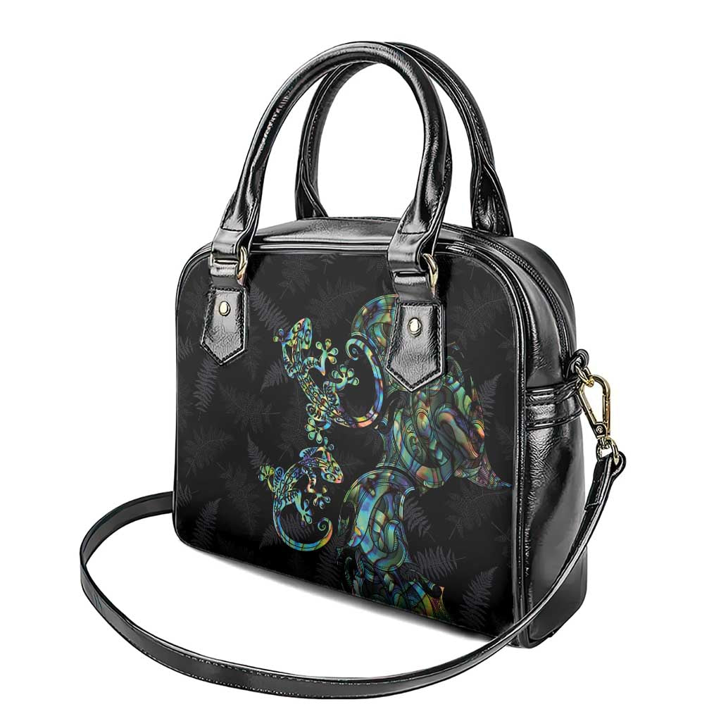 New Zealand Gecko Maori Art Tattoo Shoulder Handbag Silver Fern and Paua Shell Mode LT03 - Polynesian Pride