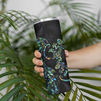 New Zealand Gecko Maori Art Tattoo Skinny Tumbler Paua Shell Mode with Silver Fern Pattern LT03 - Polynesian Pride