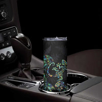 New Zealand Gecko Maori Art Tattoo Skinny Tumbler Paua Shell Mode with Silver Fern Pattern LT03 - Polynesian Pride