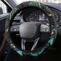 New Zealand Gecko Maori Art Tattoo Steering Wheel Cover Silver Fern and Paua Shell Mode LT03 - Polynesian Pride
