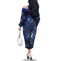 New Zealand Gecko Maori Art Tattoo Family Matching Off The Shoulder Long Sleeve Dress and Hawaiian Shirt Matariki Mode LT03 - Polynesian Pride