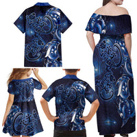 New Zealand Gecko Maori Art Tattoo Family Matching Off Shoulder Maxi Dress and Hawaiian Shirt Matariki Mode LT03 - Polynesian Pride