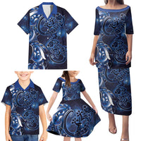 New Zealand Gecko Maori Art Tattoo Family Matching Puletasi and Hawaiian Shirt Matariki Mode LT03 - Polynesian Pride