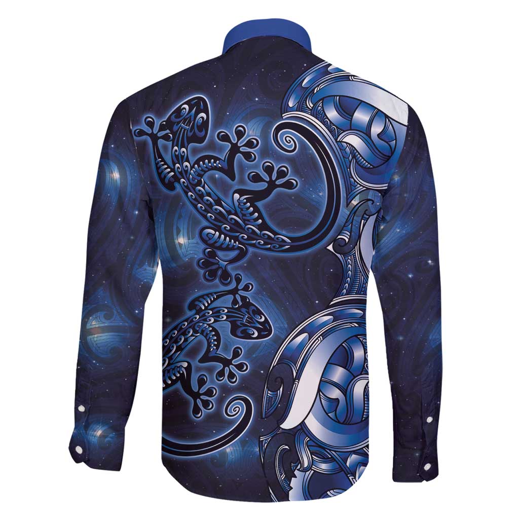New Zealand Gecko Maori Art Tattoo Family Matching Puletasi and Hawaiian Shirt Matariki Mode LT03 - Polynesian Pride