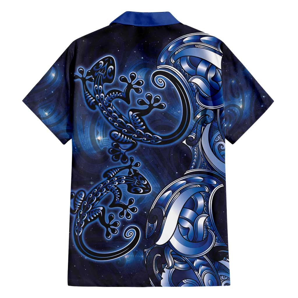New Zealand Gecko Maori Art Tattoo Family Matching Tank Maxi Dress and Hawaiian Shirt Matariki Mode LT03 - Polynesian Pride