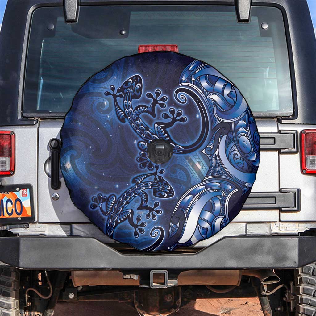 New Zealand Gecko Maori Art Tattoo Spare Tire Cover Matariki Mode LT03 Blue - Polynesian Pride
