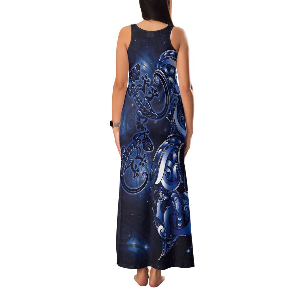 New Zealand Gecko Maori Art Tattoo Tank Maxi Dress Matariki Mode LT03 - Polynesian Pride