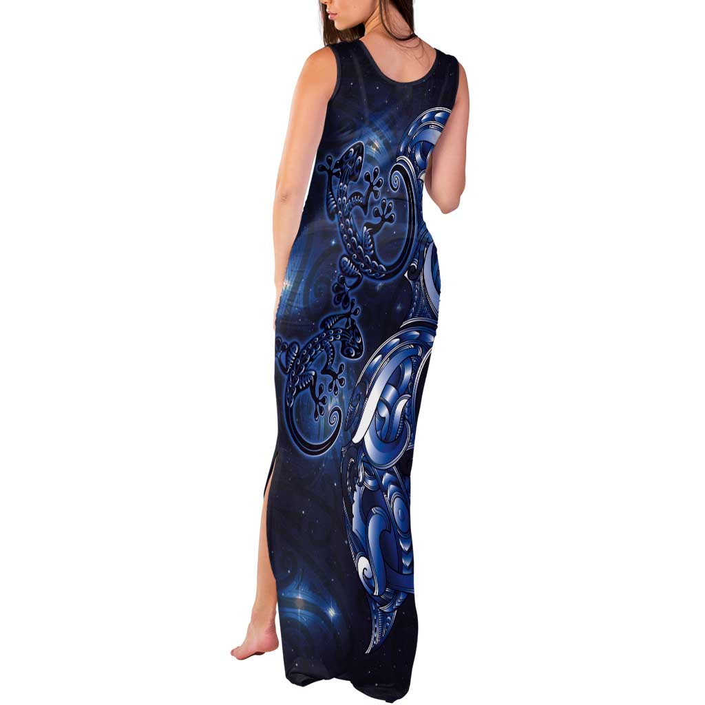 New Zealand Gecko Maori Art Tattoo Tank Maxi Dress Matariki Mode LT03 - Polynesian Pride
