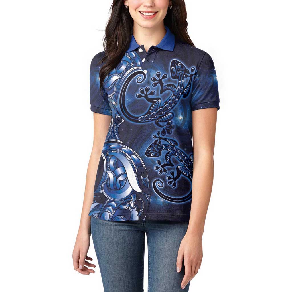 New Zealand Gecko Maori Art Tattoo Women Polo Shirt Matariki Mode