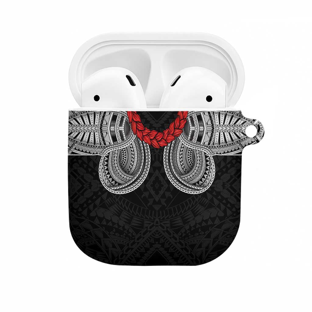 Samoan Traditional Art Tattoos AirPods Case Tatau Tribal Motifs with Ula Fala Black LT03 Black - Polynesian Pride