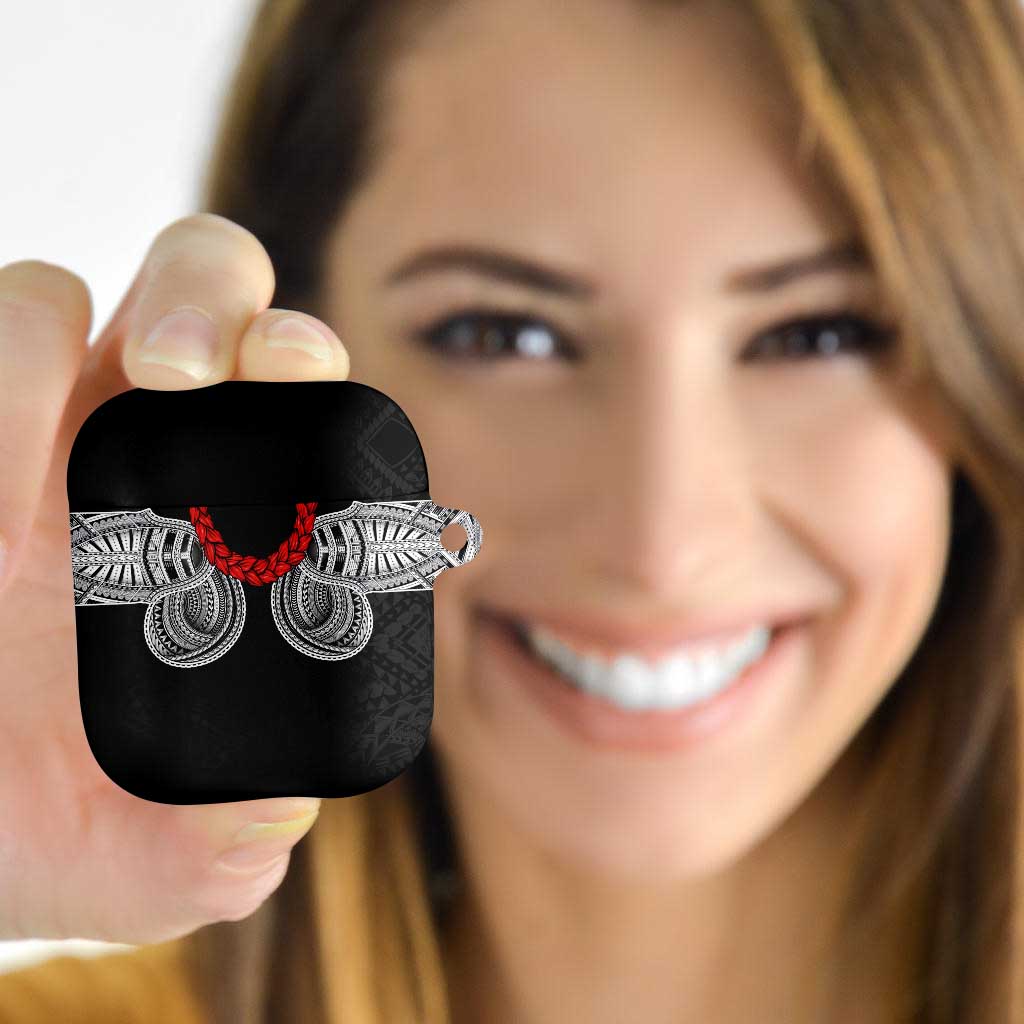 Samoan Traditional Art Tattoos AirPods Case Tatau Tribal Motifs with Ula Fala Black LT03 - Polynesian Pride