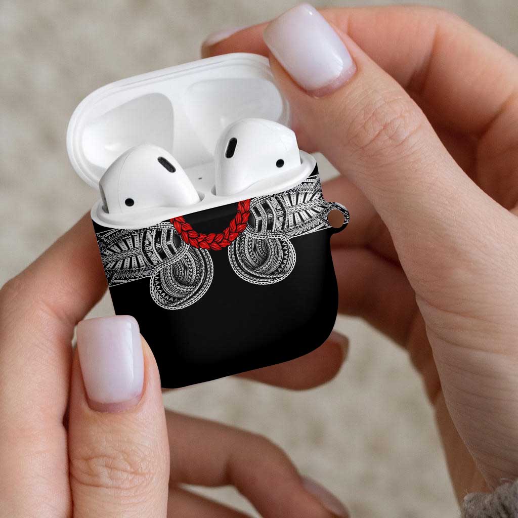 Samoan Traditional Art Tattoos AirPods Case Tatau Tribal Motifs with Ula Fala Black LT03 - Polynesian Pride
