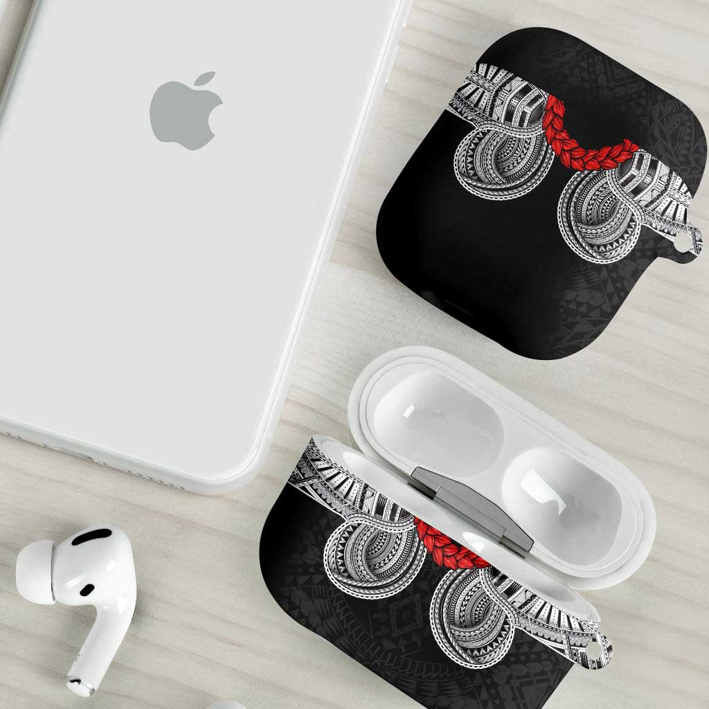 Samoan Traditional Art Tattoos AirPods Case Tatau Tribal Motifs with Ula Fala Black LT03 - Polynesian Pride