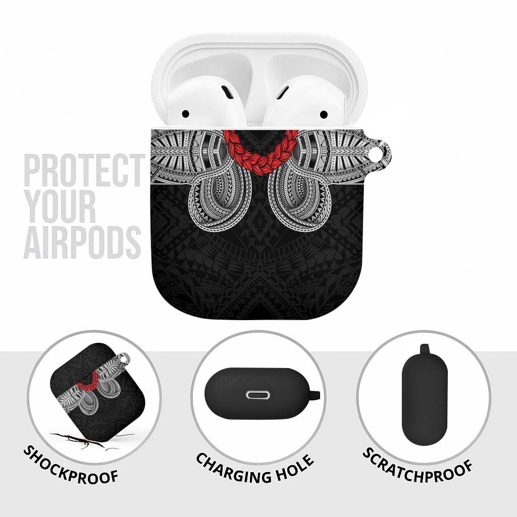 Samoan Traditional Art Tattoos AirPods Case Tatau Tribal Motifs with Ula Fala Black LT03 - Polynesian Pride