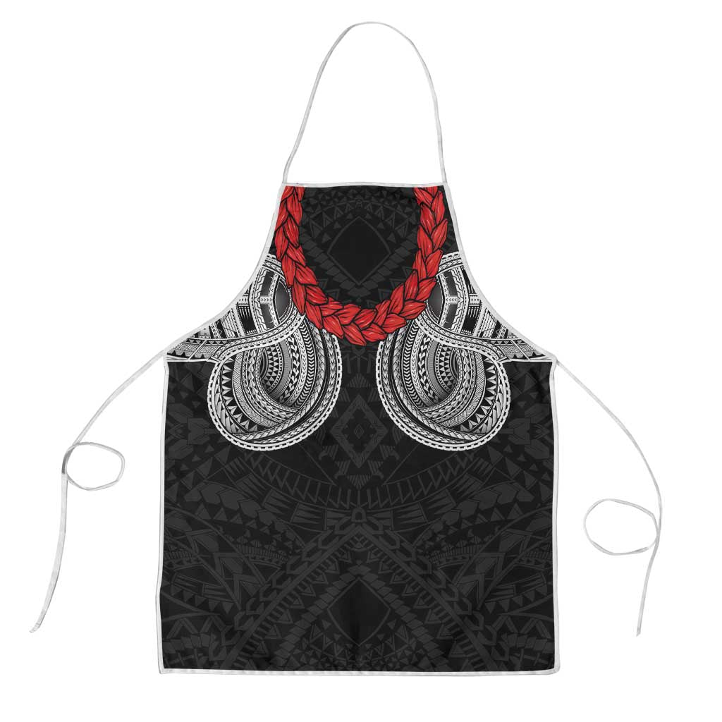 Samoan Traditional Art Tattoos Apron Tatau Tribal Motifs with Ula Fala Black LT03 Black - Polynesian Pride
