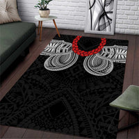 Samoan Traditional Art Tattoos Area Rug Tatau Tribal Motifs with Ula Fala Black LT03 Black - Polynesian Pride