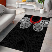 Samoan Traditional Art Tattoos Area Rug Tatau Tribal Motifs with Ula Fala Black LT03 - Polynesian Pride