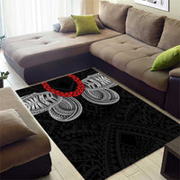 Samoan Traditional Art Tattoos Area Rug Tatau Tribal Motifs with Ula Fala Black LT03 - Polynesian Pride