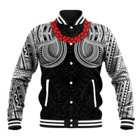 Samoan Traditional Art Tattoos Baseball Jacket Tatau Tribal Motifs with Ula Fala Black LT03 Unisex Black - Polynesian Pride