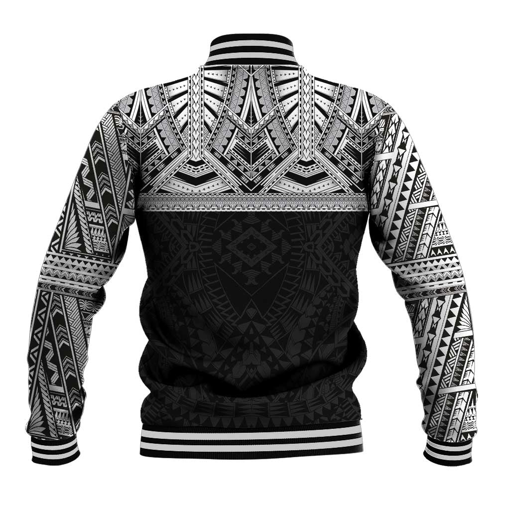 Samoan Traditional Art Tattoos Baseball Jacket Tatau Tribal Motifs with Ula Fala Black LT03 - Polynesian Pride