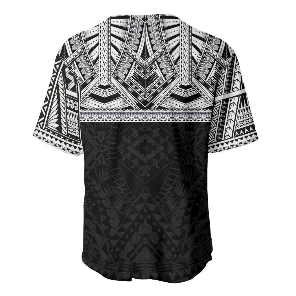 Samoan Traditional Art Tattoos Baseball Jersey Tatau Tribal Motifs with Ula Fala Black LT03 - Polynesian Pride