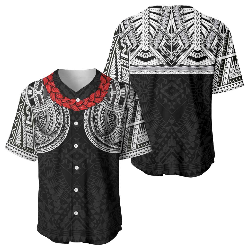 Samoan Traditional Art Tattoos Baseball Jersey Tatau Tribal Motifs with Ula Fala Black LT03 - Polynesian Pride