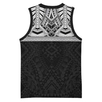 Samoan Traditional Art Tattoos Basketball Jersey Tatau Tribal Motifs with Ula Fala Black LT03 - Polynesian Pride