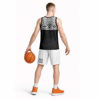 Samoan Traditional Art Tattoos Basketball Jersey Tatau Tribal Motifs with Ula Fala Black LT03 - Polynesian Pride