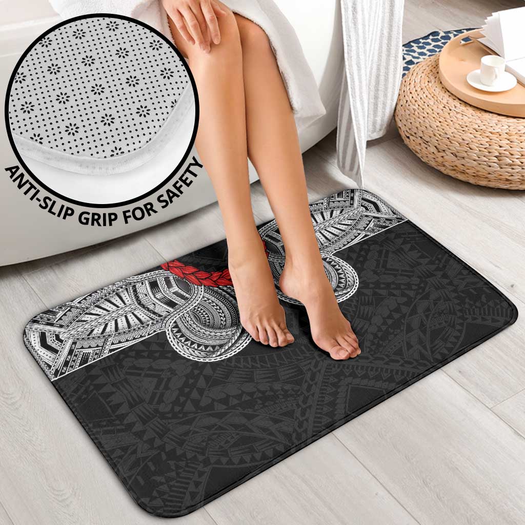Samoan Traditional Art Tattoos Bathroom Set Tatau Tribal Motifs with Ula Fala Black LT03 - Polynesian Pride