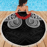 Samoan Traditional Art Tattoos Beach Blanket Tatau Tribal Motifs with Ula Fala Black LT03 - Polynesian Pride