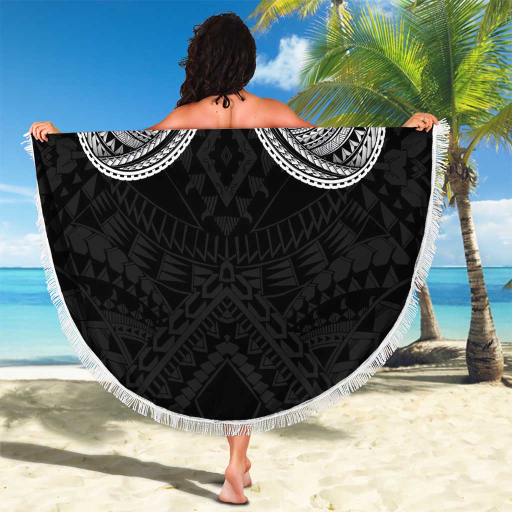 Samoan Traditional Art Tattoos Beach Blanket Tatau Tribal Motifs with Ula Fala Black LT03 - Polynesian Pride